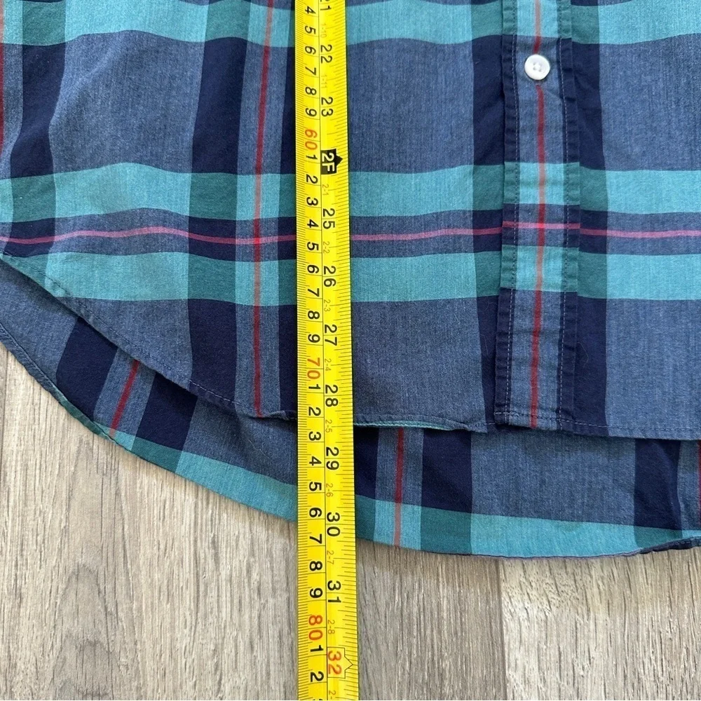 J.Crew Blue Green Plaid Men’s Classic Casual Button Down Cotton Shirt Size Large